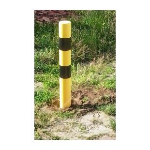 Słupek parkingowy blokujący U-12c | metalowy, 120(80) cm, do wkopania, drogowy, żółto-czarny